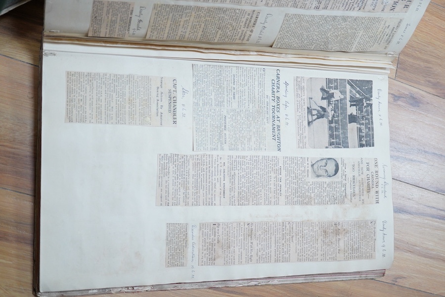 Sir Harry Preston (1860-1936) - two albums of newspaper cuttings recording events in the life of Sir Harry, during the years 1926-1934, including his charity boxing tourneys, raising funds for the Sussex County Hospital,